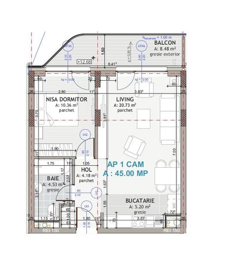 Apartament cu 2 camere semidecomandat în Florești