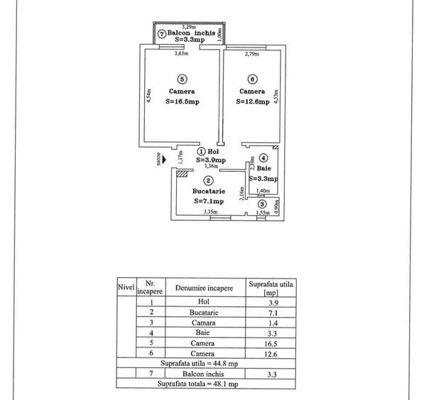 Apartament cu 2 camere decomandat în Centrul Civic