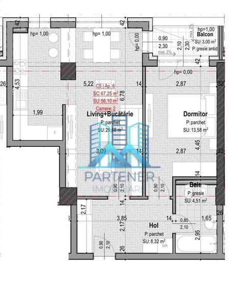 Apartament cu 3 camere în Albești