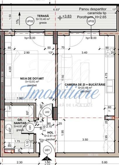 Apartament cu 2 camere decomandat, mobilat în Florești
