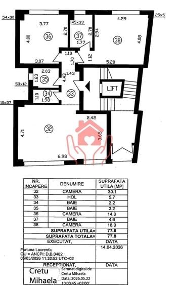 Apartament cu 3 camere decomandat în Romană