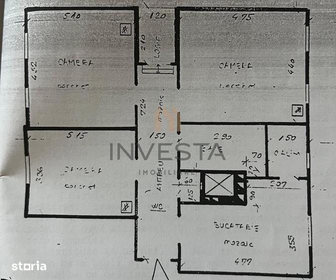 Apartament cu 3 camere decomandat în Central
