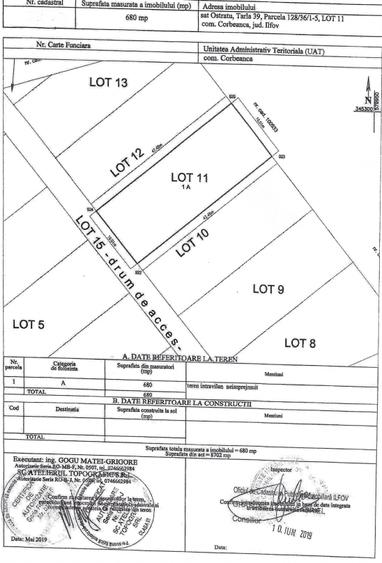 Teren Construcții intravilan de 680 mp, în Corbeanca