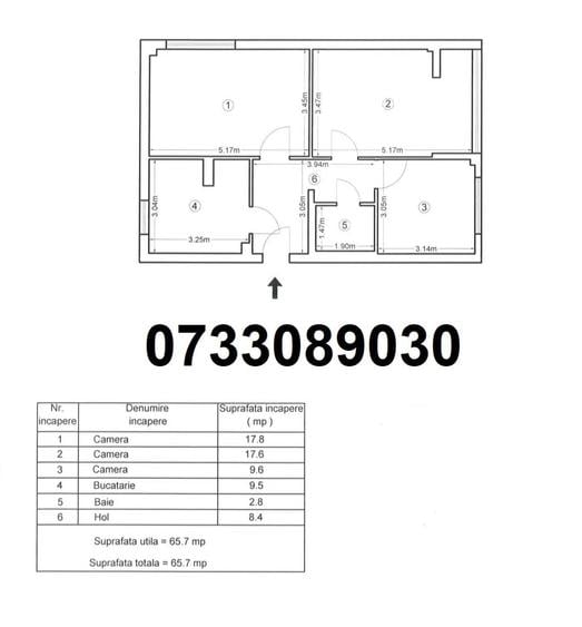 Apartament cu 3 camere decomandat, mobilat în Drumul Taberei