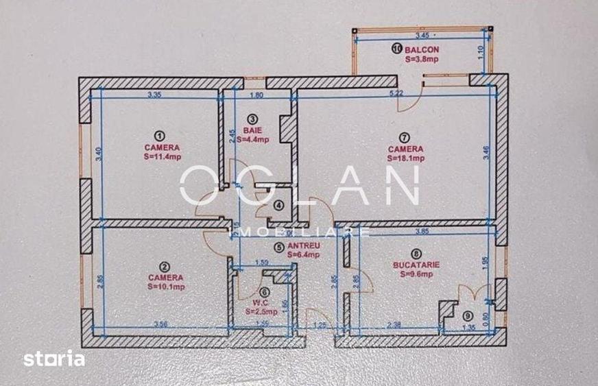 Apartament cu 3 camere în Ștrand