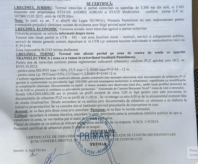 Teren Construcții intravilan de 5310 mp, în Pantelimon