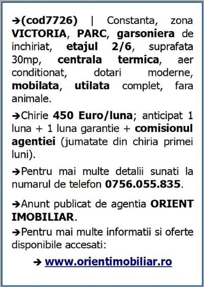 Garsonieră decomandată în Tomis II