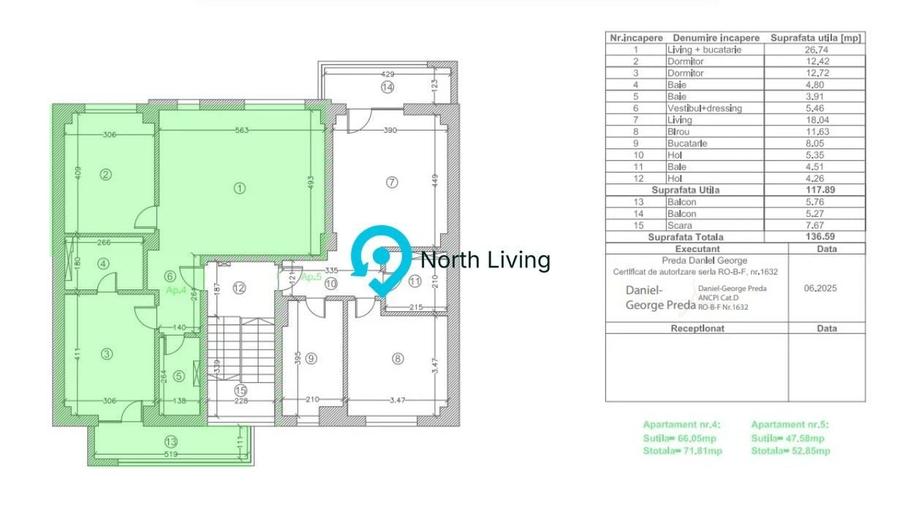 Apartament cu 3 camere în Străulești