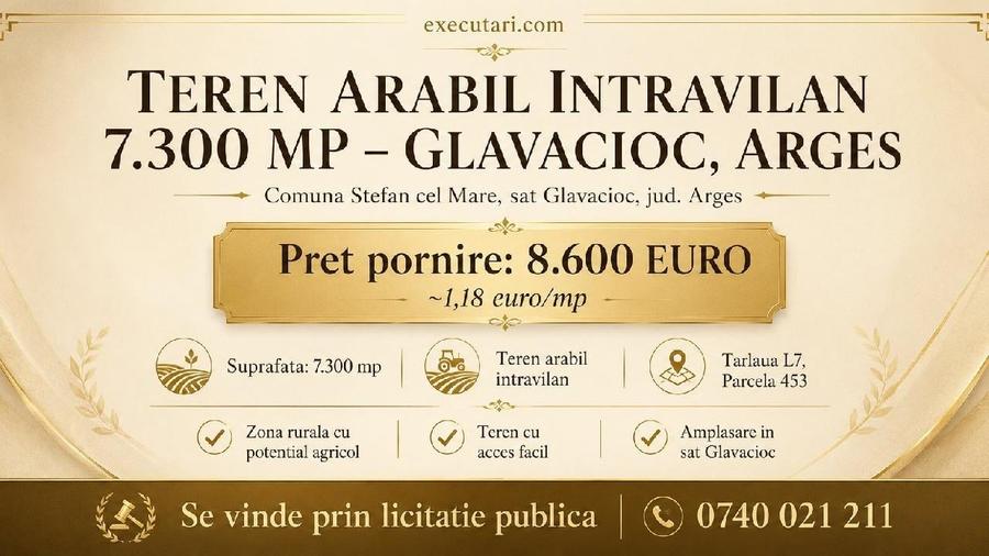 Teren agricol intravilan de 7300 mp, în Ștefan cel Mare