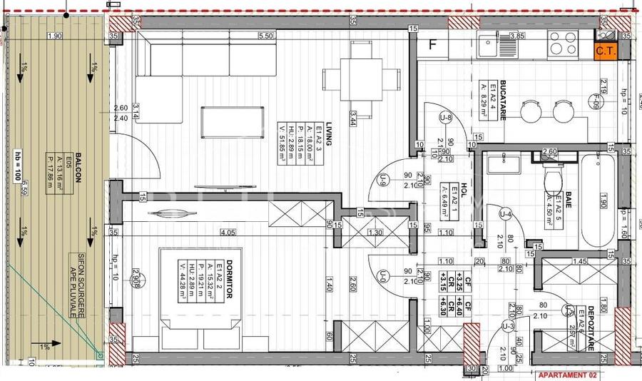 Apartament cu 2 camere decomandat în Palazu Mare