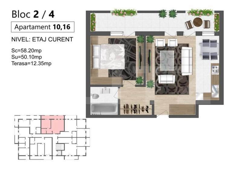 Apartament cu 2 camere decomandat în Independenței
