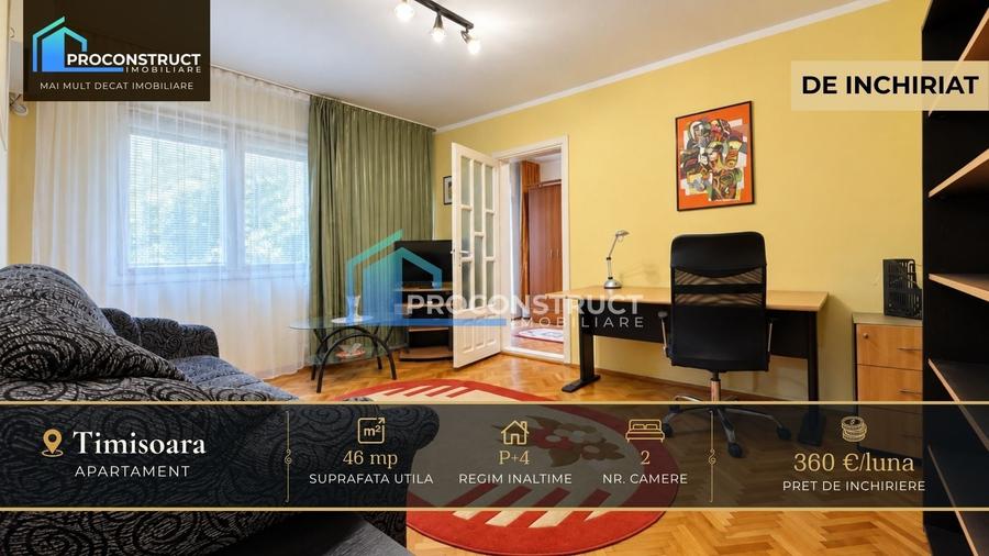 Apartament cu 2 camere semidecomandat, mobilat în P-ța Unirii