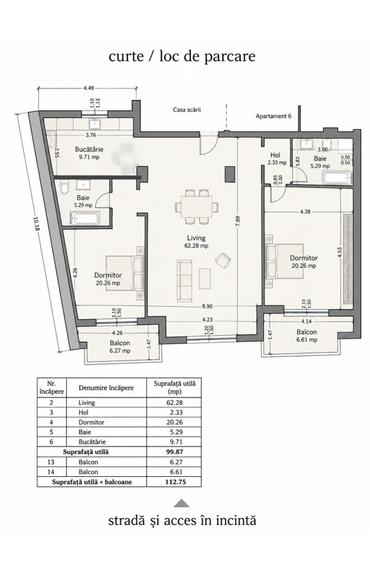 Apartament cu 2 camere decomandat, mobilat în Peninsula