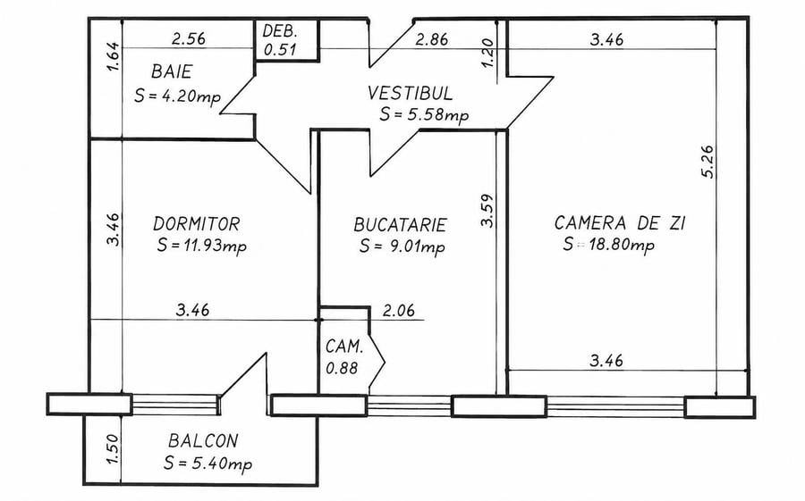 Apartament cu 2 camere decomandate, 50mp, finisat, mobilat si utilat, zona Muresului - 1