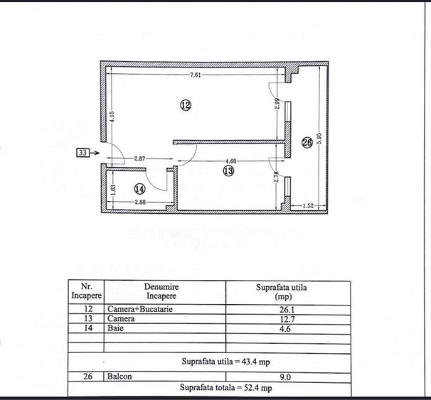 Apartament cu 2 camere decomandat în Est
