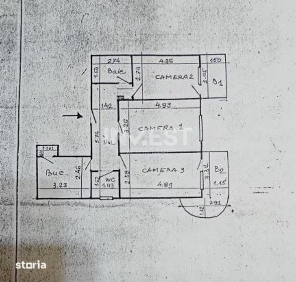 Apartament cu 3 camere decomandat în Gară