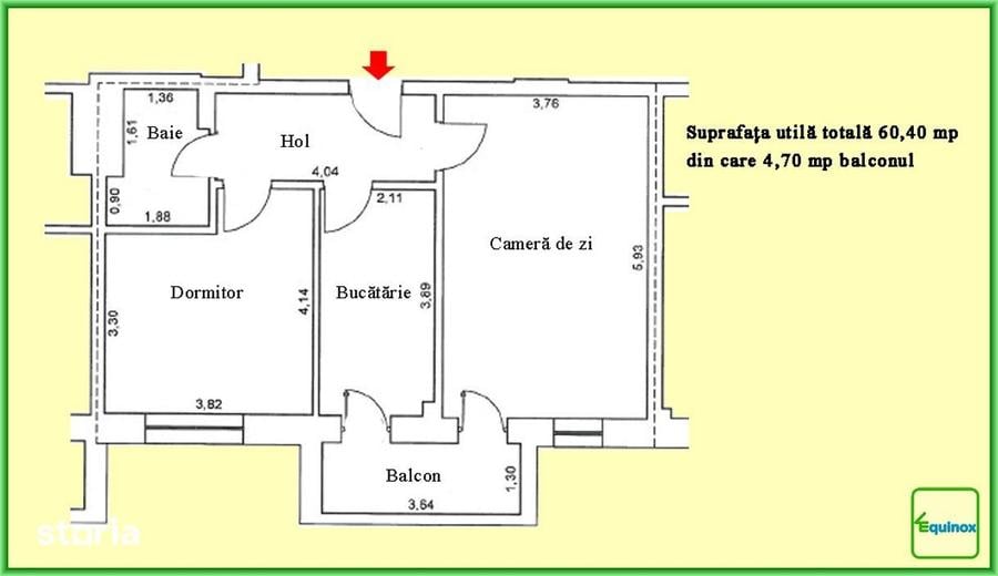 Apartament cu 2 camere în Nord