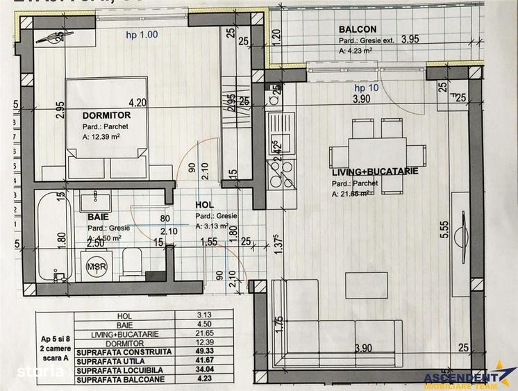 Apartament cu 2 camere în Central
