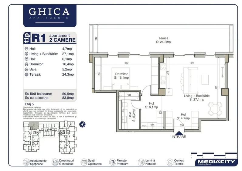 Apartament cu 5 camere în Baicului