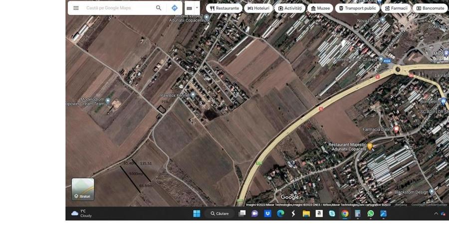 Teren de 9300 mp, în Adunații-Copăceni