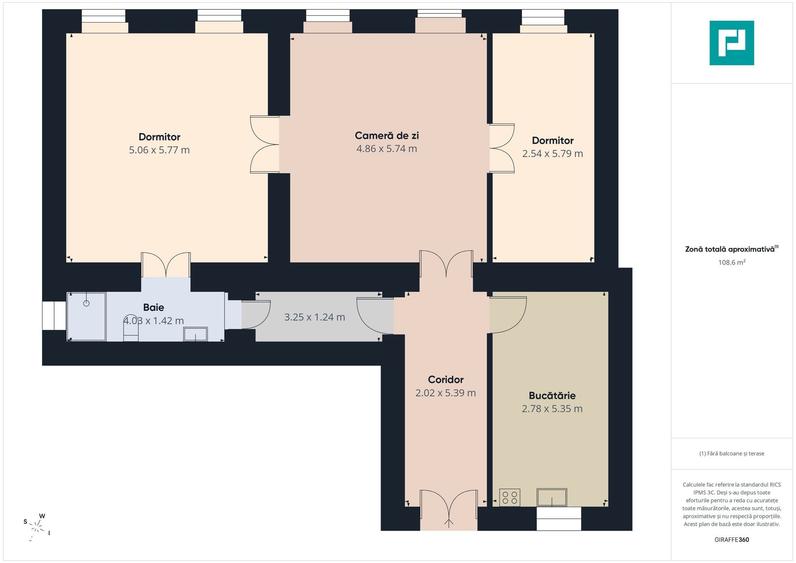 Apartament cu 3 camere în Ultracentral