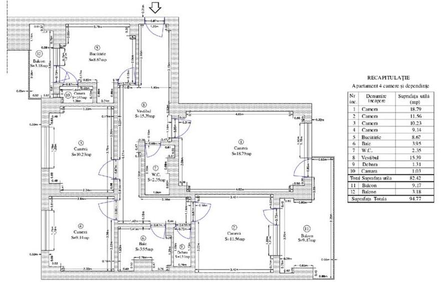 Apartament cu 4 camere decomandat în Tei