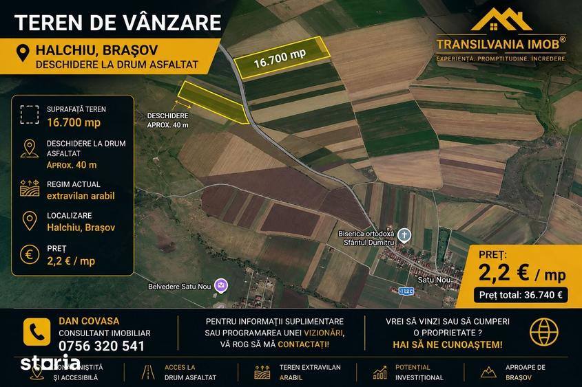 Teren de 16700 mp, în Hălchiu