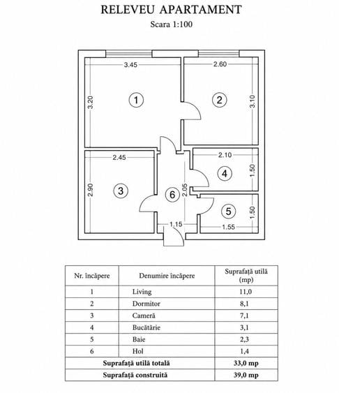 Apartament cu 3 camere în Micro 9