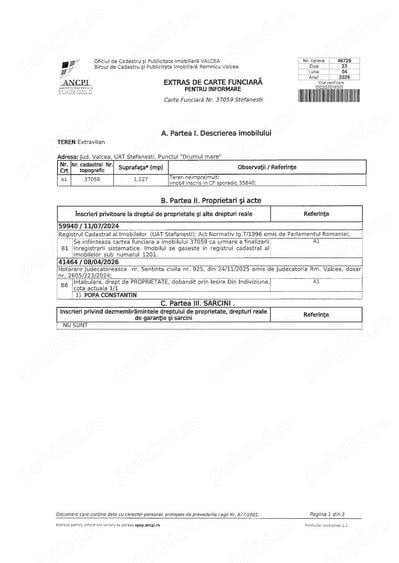 Teren de 1127 mp, în Central