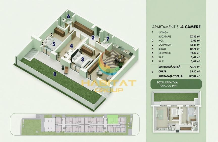 Apartament cu 4 camere decomandat în Central