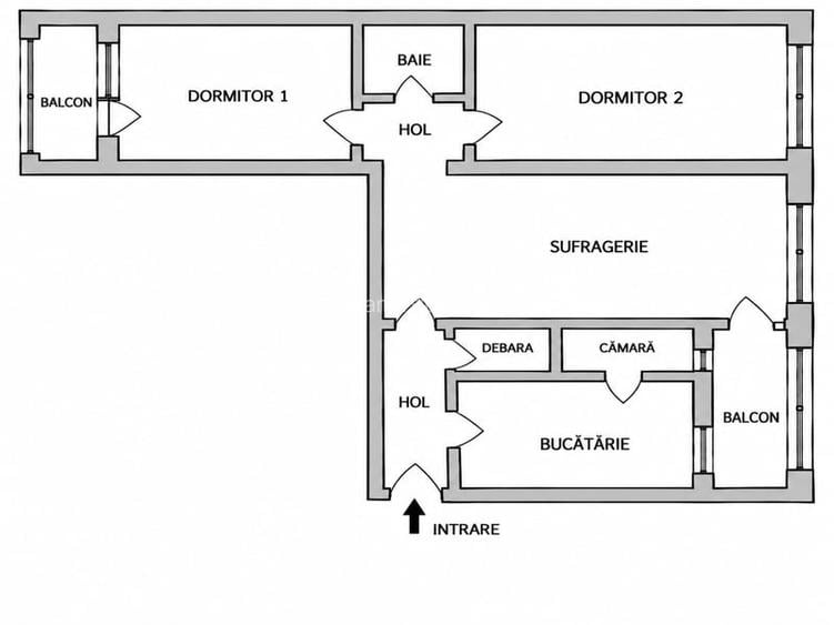 Apartament cu 3 camere semidecomandat în Basarabia