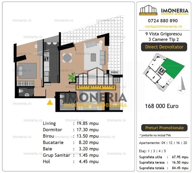 Apartament cu 3 camere decomandat în Nicolae Grigorescu