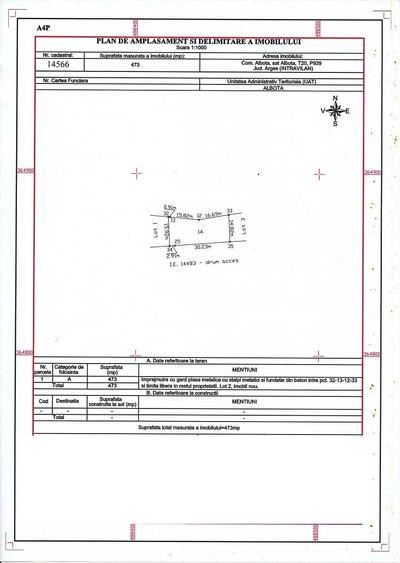 Teren Construcții intravilan de 473 mp, în Albota