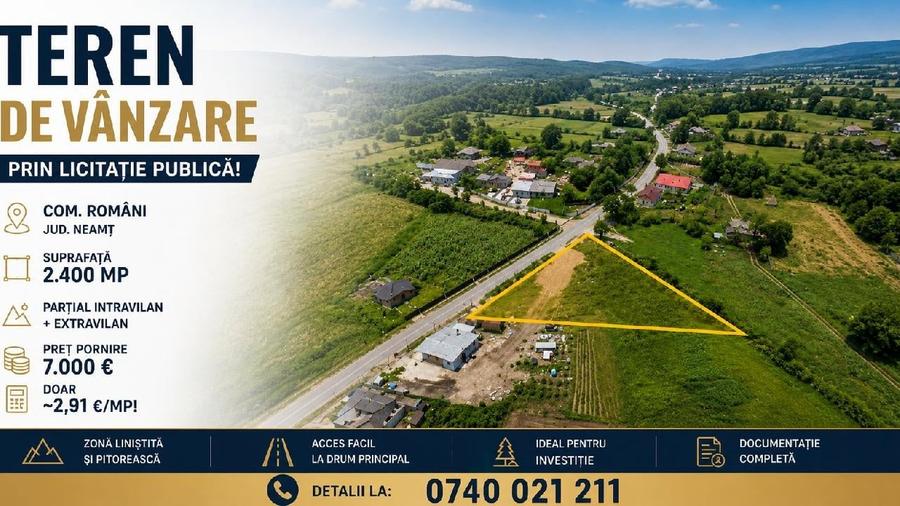 Teren de 2400 mp, în Români