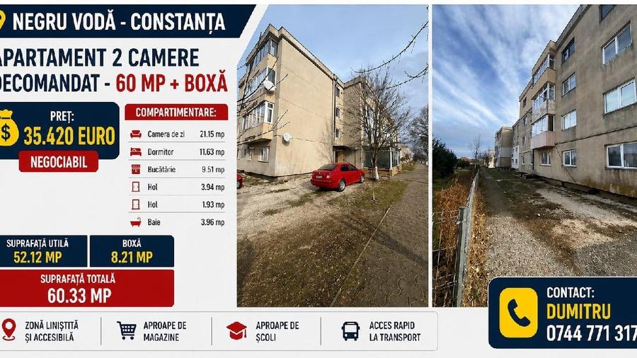 Apartament cu 2 camere decomandat în Central