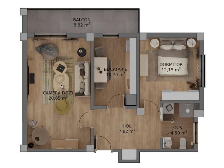 Apartament cu 2 camere decomandat în Central