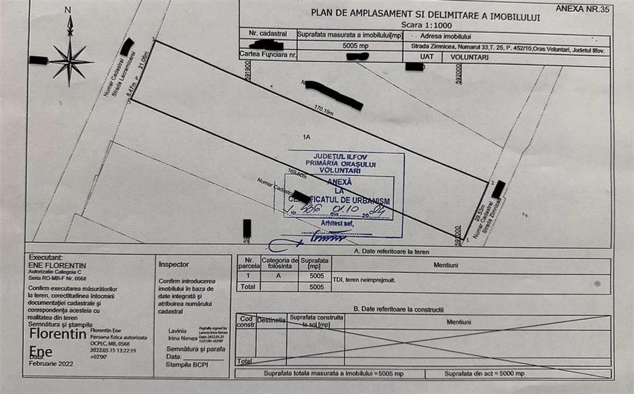 Teren Construcții intravilan de 5005 mp, în Central
