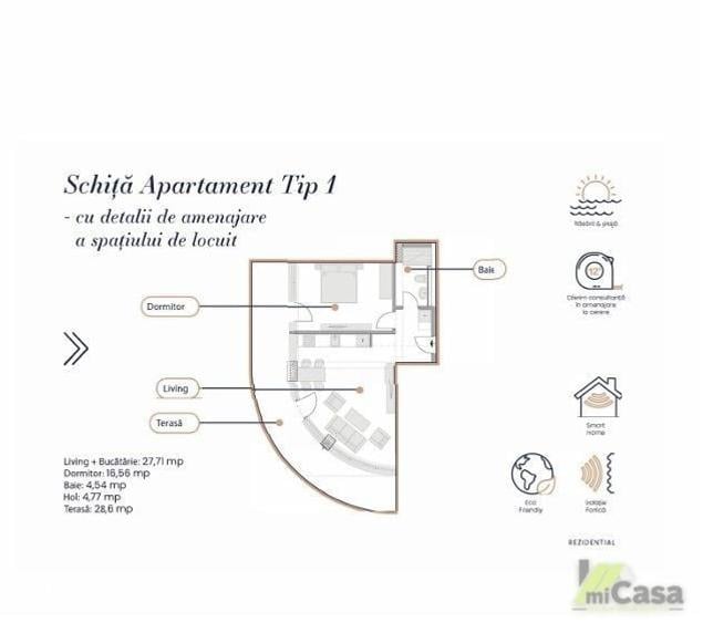 Apartament cu 2 camere în Central