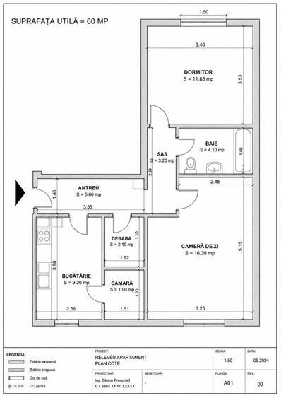 Apartament cu 2 camere decomandat în Decebal