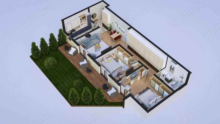 Apartament cu 3 camere decomandat în Plopi