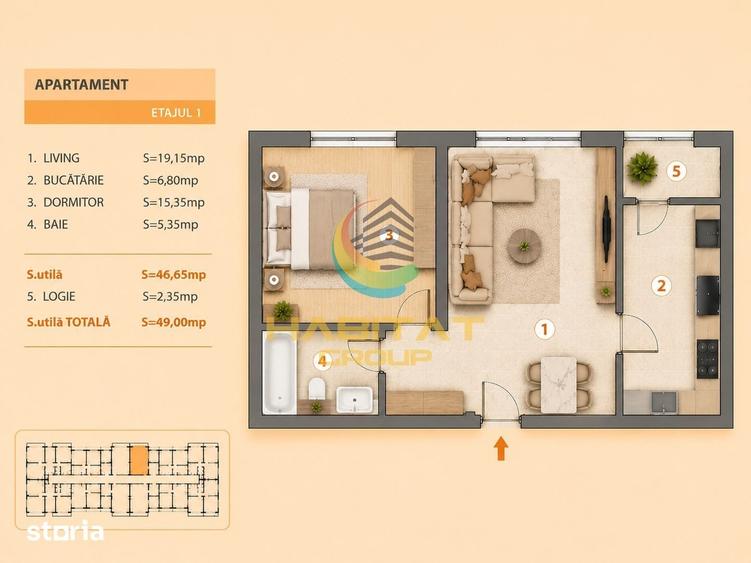 Vanzare Apartament 2 camere 49 mp - Berceni / Grand Arena - 3