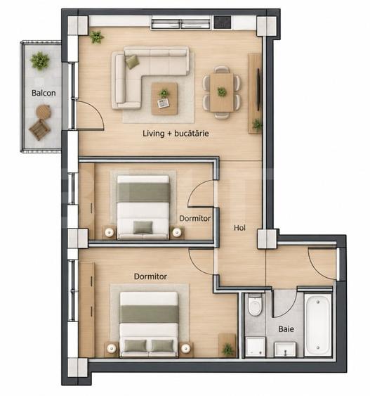 Apartament cu 3 camere decomandat în Nord-Est