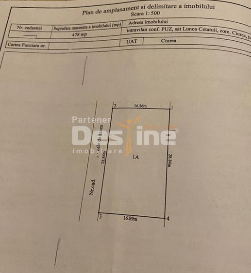 Teren Construcții intravilan de 944 mp, în Lunca Cetățuii