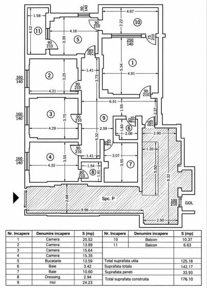 Apartament cu 4 camere decomandat în Central