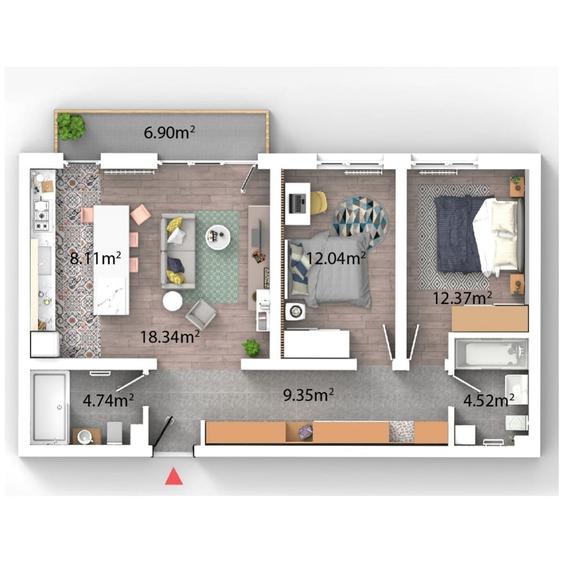 Apartament cu 3 camere decomandat în Bartolomeu
