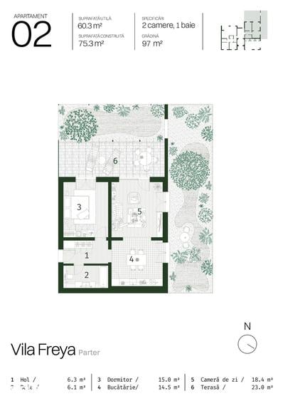 Apartament cu 2 camere în Paleu