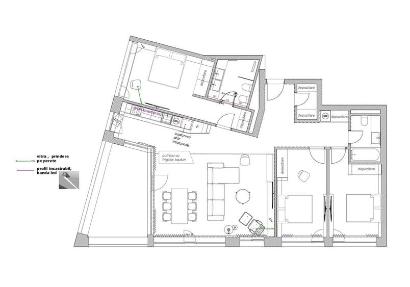 Penthouse cu 4 camere, mobilat în Central