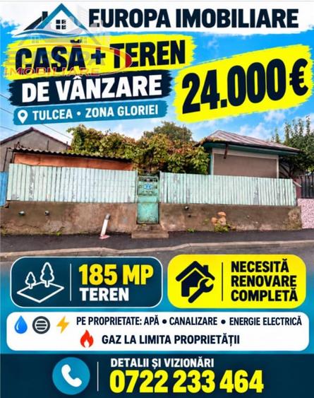 Casă cu 2 camere cu Teren 185 Mp în Babadag