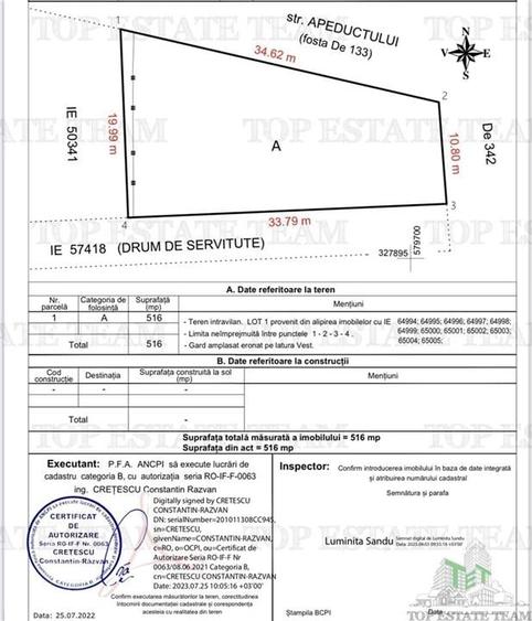 Teren Construcții intravilan de 440 mp, în Roșu
