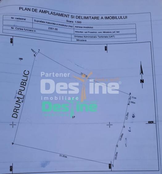 Teren Construcții intravilan de 2301 mp, în Proselnici